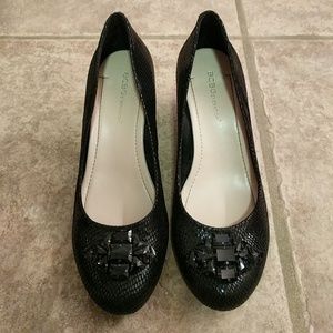 BCBG Black 2" wedge heels